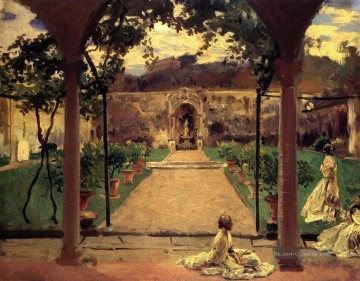  Damen Kunst - Bei Torre Galli Damen in einem Garten John Singer Sargent